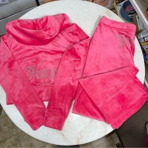 Juicy Couture y2k pink party velour rhinestone bling tracksuit size medium